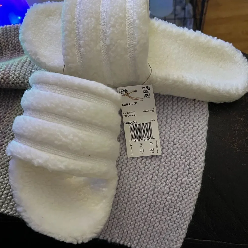 Adidas Adilette Cozy Slide M9/W/10 White On White